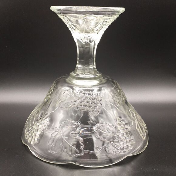 Colony Harvest Clear Pressed Glass Round Compote Dish Pedestal Bowl - Picture 8 of 16